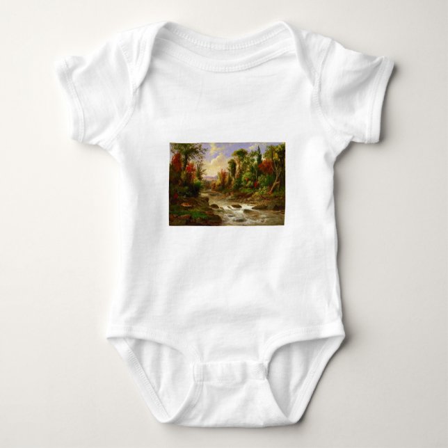 Schicksal Herbst-Fall-Waldfluss-Roberts Duncanson Baby Strampler (Vorderseite)