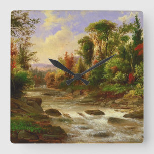 Schicksal Herbst-Fall-Waldfluss-Roberts Duncanson Quadratische Wanduhr