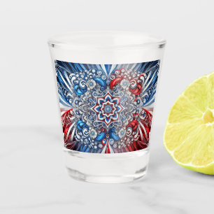 Schiebeglas mit französischen Farben Schnapsglas