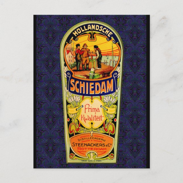 SCHIEDAM Gin Whiskey Label aus Rotterdam Holland Postkarte (Vorderseite)