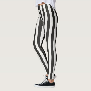 Schiedsrichter-Gestreift Klassisch Schwarz & Weiß Leggings