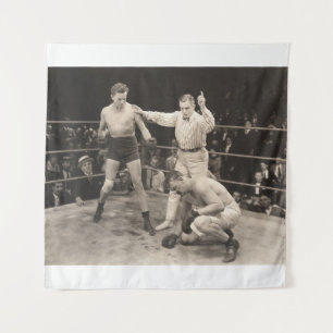 Schiedsrichterzählung im Ringboxen, Vintag Wandteppich