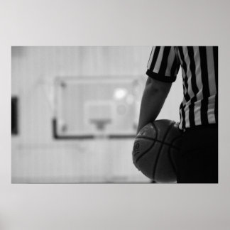 Schiedszeit (Basketball) Schwarz-Weiß-Post Poster