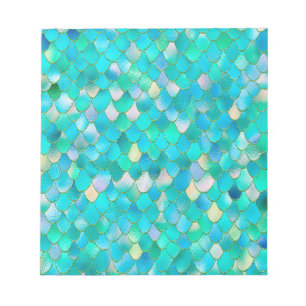 Schiefe Wasserfarbe Türkis Glitter Metall Meerjung Notizblock