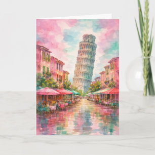 Schiefen Turm von Pisa Grußkarte, Romantische Kart Karte