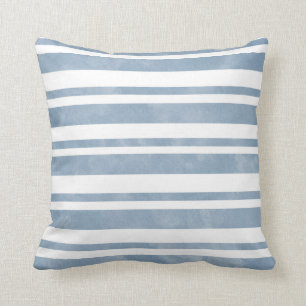 Schiefer-blaue Aquarell-Streifen Kissen