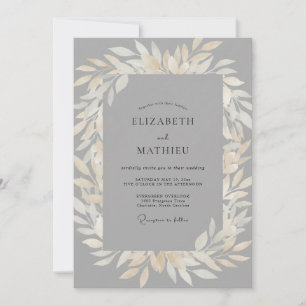 Schiefer Champagner Blatt Hochzeit Einladung