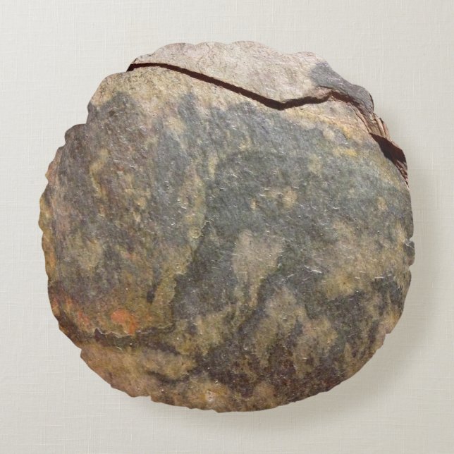 Schiefer-Felsen-Stein Rundes Kissen (Vorderseite)
