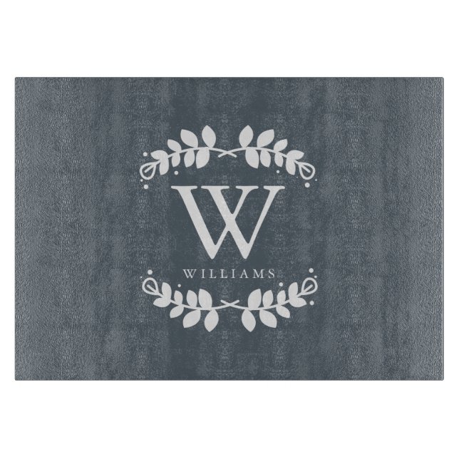 Schiefer-Grau-Familien-Monogramm Schneidebrett (Vorderseite)