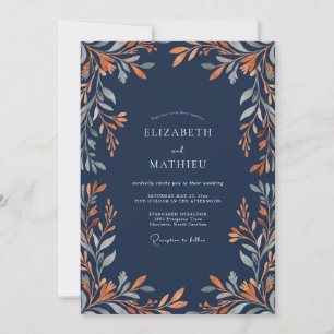 Schiefer Kupfer Blatt Hochzeit Einladung