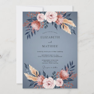 Schiefer Kupfer Protea Eukalyptus Hochzeit Einladung