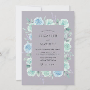 Schiefer-Mint-Ranunculus-Eukalyptus-Hochzeit Einladung