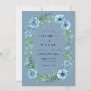 Schiefer-Ranunculus-Kranz-Hochzeit Einladung
