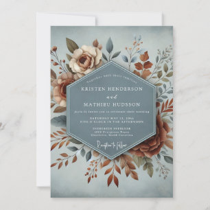 Schiefer & Rost Künstlerische Florale Hochzeit Einladung