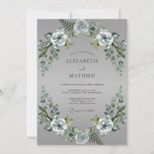 Schiefer Silber Petal Hochzeit Einladung