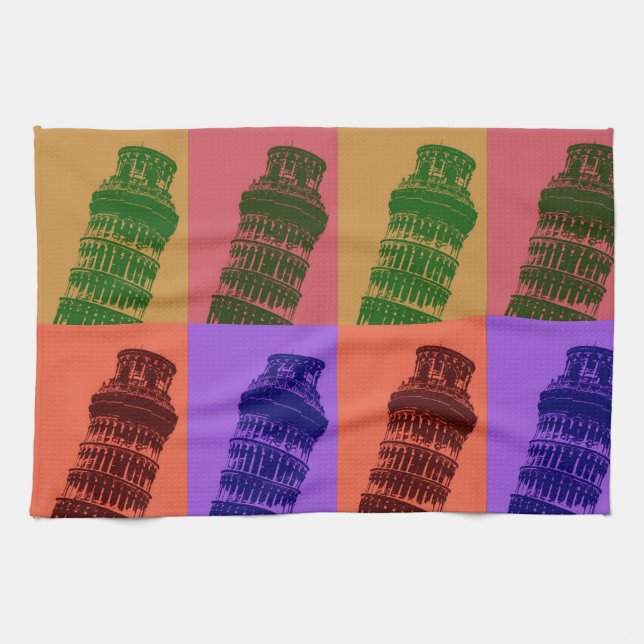 Schiefer Turm Pop Pisa Kunst, Dichtung und Musik Küchentuch (Horizontal)