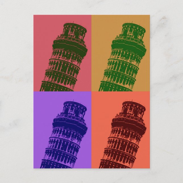 Schiefer Turm Pop Pisa Kunst, Dichtung und Musik Postkarte (Vorderseite)
