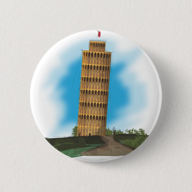 Schiefer Turm von Pisa Button (Vorderseite)