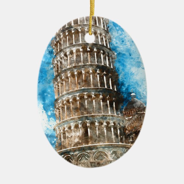 Schiefer Turm von Pisa in Italien Keramik Ornament (Vorne)