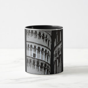 Schiefer Turm von Pisa in Italien Schwarz Weiß Tasse