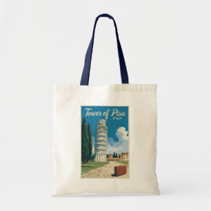 Schiefer Turm von Pisa Italien Reise Kunst Vintage Tragetasche