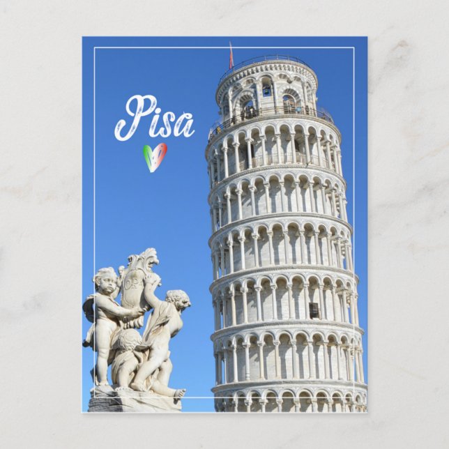 Schiefer Turm von Pisa und Putti Postkarte (Vorderseite)