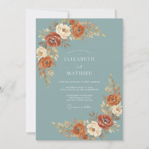Schiefer Warm Terrakotta Gemalte Hochzeit Einladung