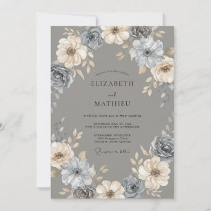 Schiefer-Weich-Champagner-Gemalte Hochzeit Einladung