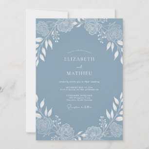 Schieferblau Faszinierende Winterhochzeit Einladung