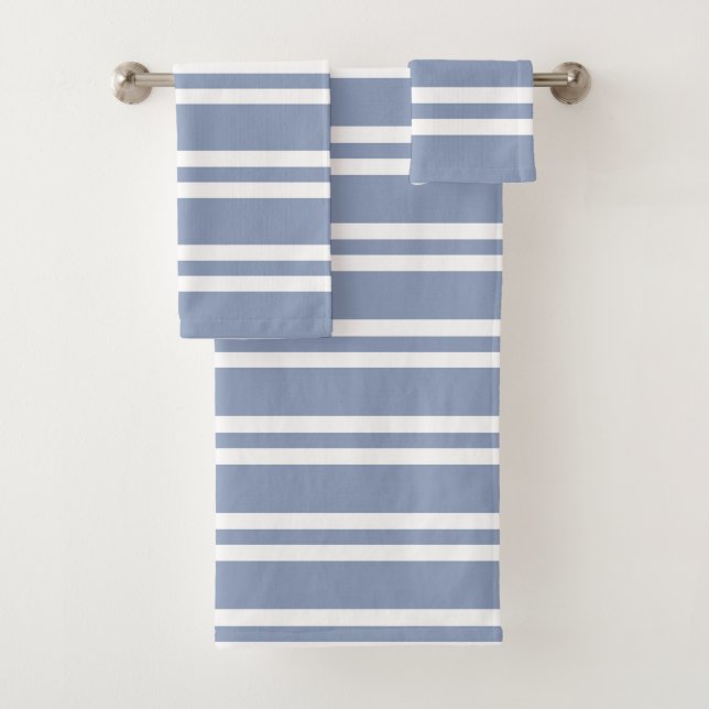 Schieferblau, grau und weiß Streifen Badhandtuch Set (Insitu)