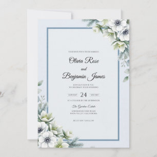 Schieferblaue Anemonen-Hochzeit Einladung