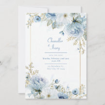 Schieferblaue Aquarell-Roségold-Rahmen-Hochzeit