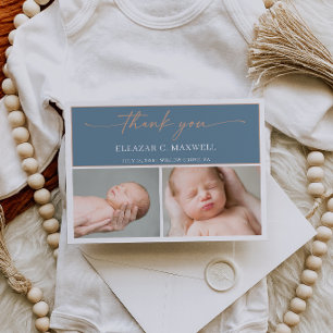 Schieferblaue Dankeschön-Foto-Baby-Ankündigungskar Einladung