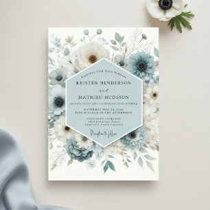 Schieferblaue florale märchenhafte Hochzeit Einladung