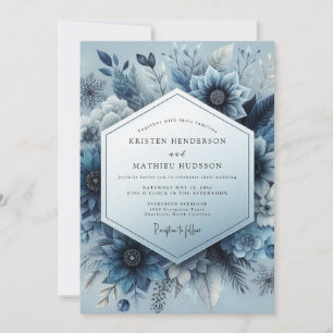 Schieferblaue Florale Verzauberung Hochzeit Einladung