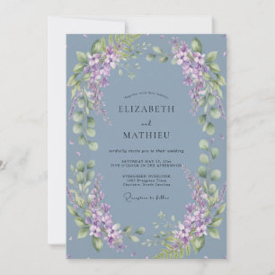 Schieferblaue florale wunderliche Hochzeit Einladung