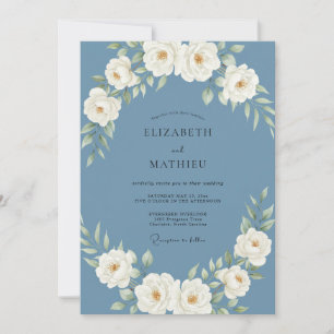 Schieferblaue königliche botanische Hochzeit Einladung