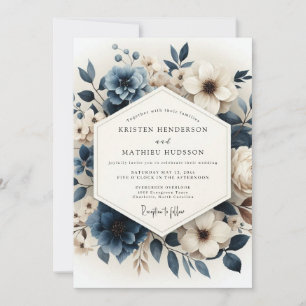 Schieferblaue leuchtende Anemonen-Hochzeit Einladung