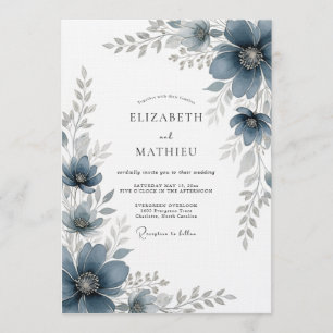 Schieferblaue malerische Hochzeit im romantischen Einladung