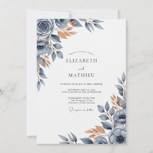 Schieferblaue polierte herbstliche Hochzeit Einladung