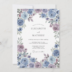 Schieferblaue romantische Winterhochzeit Einladung