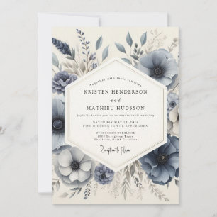 Schieferblaue veredelte Blumenhochzeit Einladung