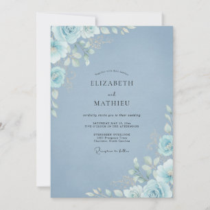 Schieferfarbene Blätterhochzeit Einladung