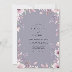 Schieferfarbene Malvenblatt-Hochzeit Einladung