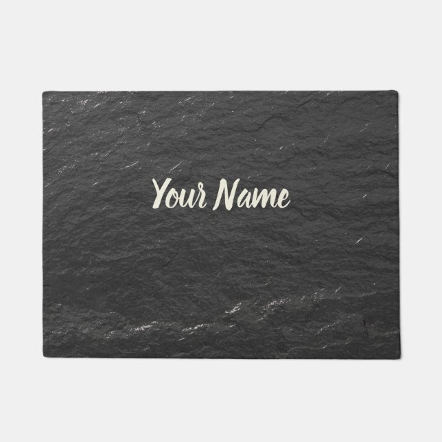 Schieferglitzern Hintergrund schwarze Schieferstru Fußmatte (Vorderseite)