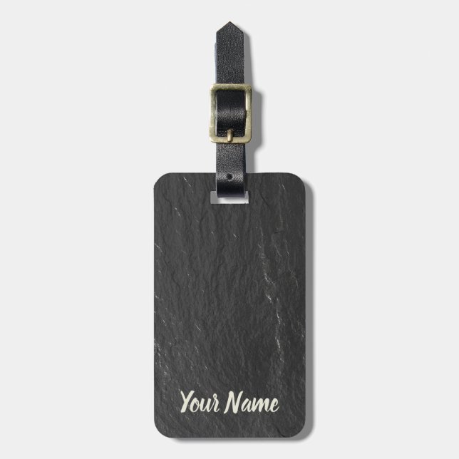 Schieferglitzern Hintergrund schwarze Schieferstru Gepäckanhänger (Vorderseite vertikal)