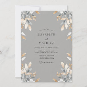 Schiefergoldene Blattrat-Hochzeit Einladung