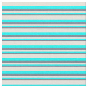 Schiefergraue, Aqua und beige farbige Streifen Stoff