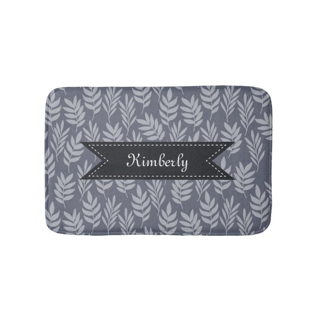 Schiefergraue Blätter Elegantes Muster mit Luxusna Badematte (Vorderseite)