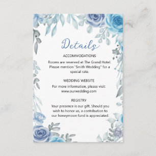 Schiefergraue Blaue Wasserfarbe-Floral-Botanik Begleitkarte